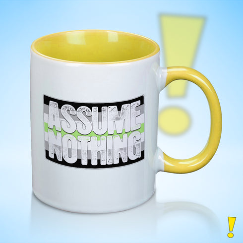 Assume Nothing Agender Pride Flag Color Accent Mug